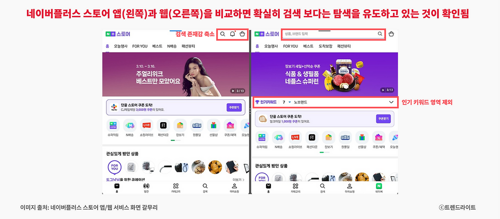 미세하지만 분명 네이버플러스 스토어 '><span>미세하지만 분명 네이버플러스 스토어 '앱'은 검색 대신 탐색을 유도하고 있습니다</span></div></div></div><p =