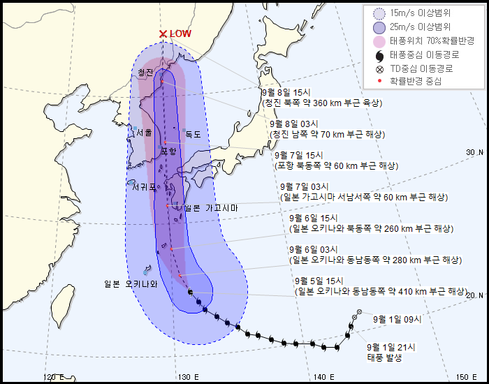 제 10호 태풍 하이선(HAISHEN) 발생 경로