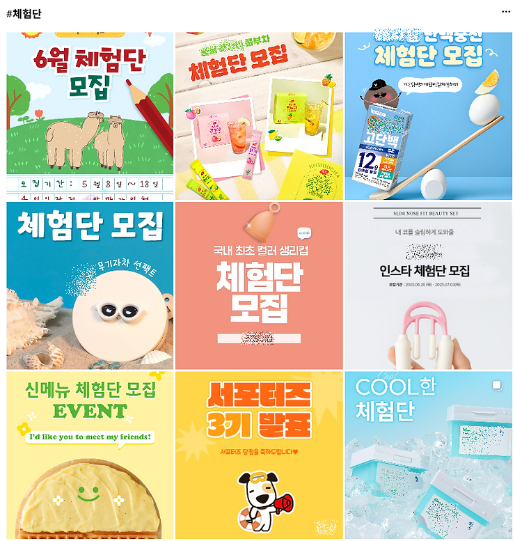 인스타그램 #체험단 해시태그 게시물