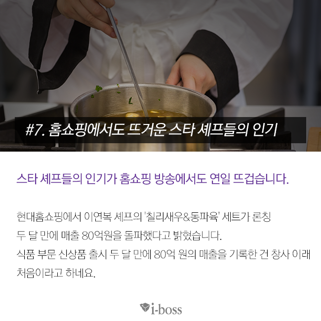 홈쇼핑에서도 뜨거운 스타 셰프들의 인기