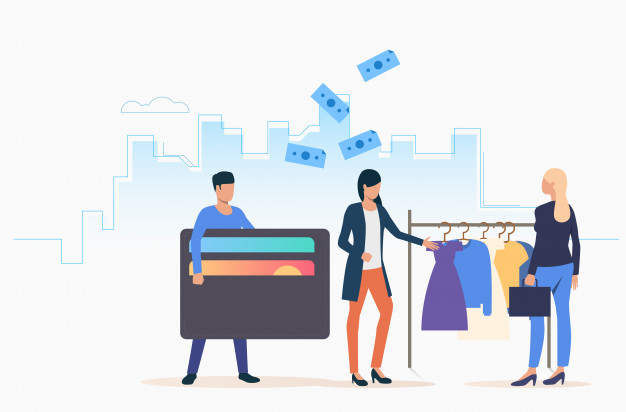 People buying clothes Free Vector