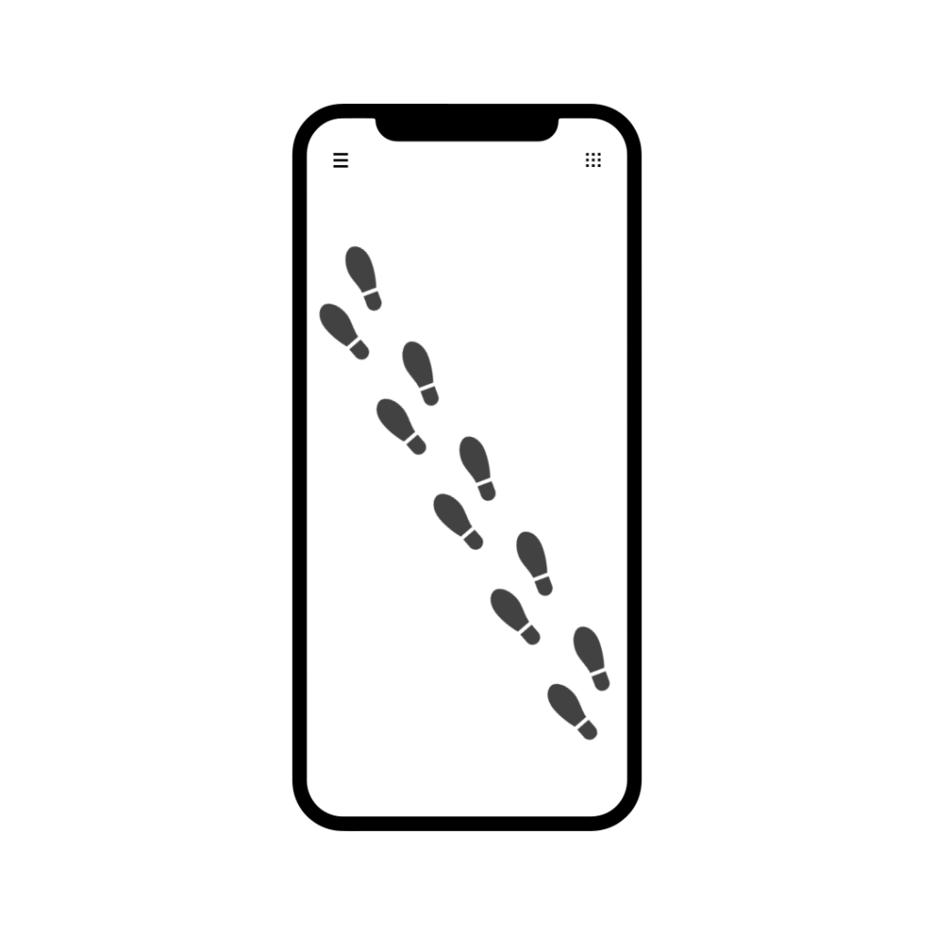 스마트폰 App 내에 발자국 모양이 있는 일러스트